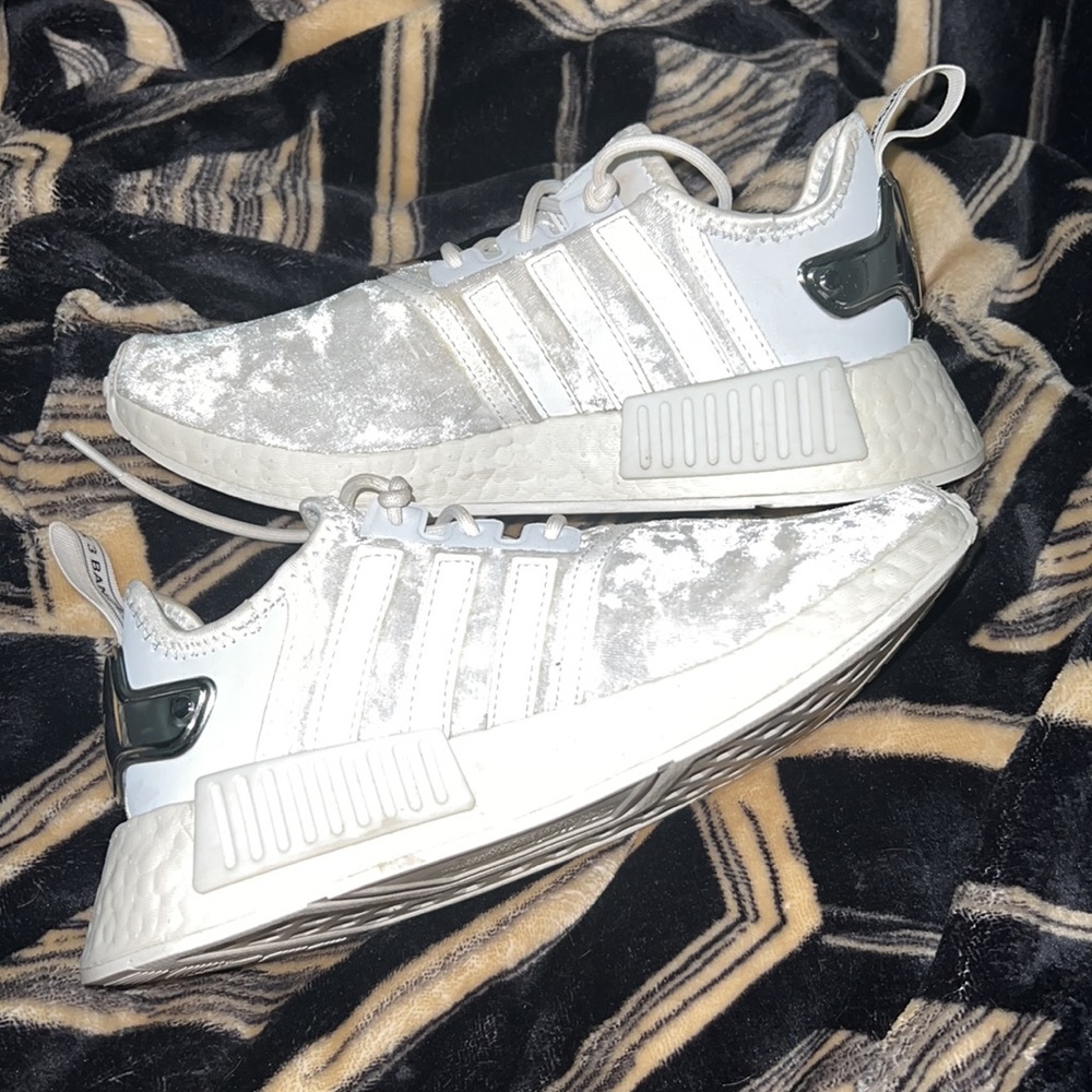 White Velvet/chrome Adidas Women Shoes